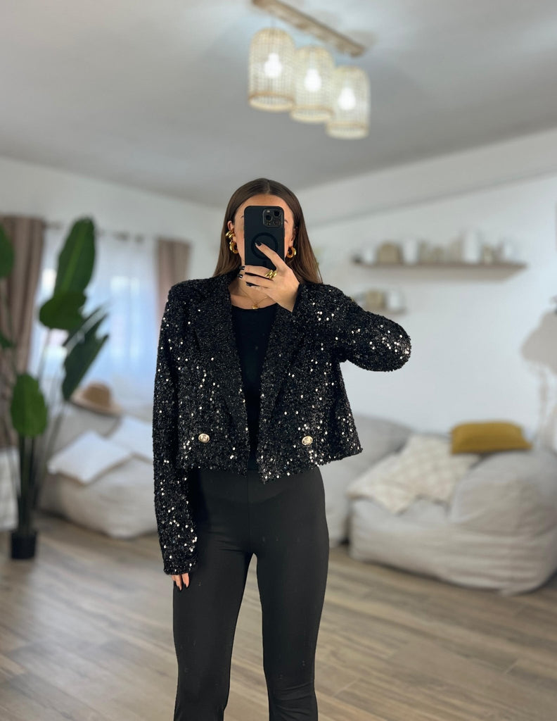 Blazer in paillettes Ghaily 13401 (Nero) - Frida Shop