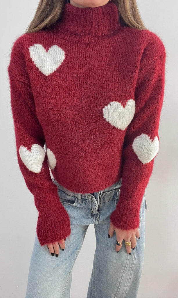 Maglione Heartbeat 3029 (Bordeaux) - Frida Shop